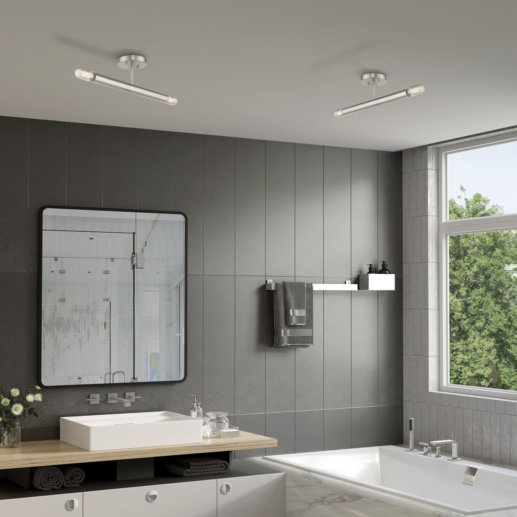 Copenhagen 2 Light 5.13 inch Brushed Nickel Semi-Flush Ceiling Light